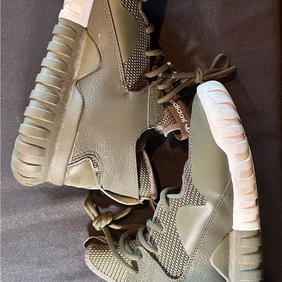 Adidas Green and White Sneakers with Knit Upper and Chunky Sole - Picture 3 of 6